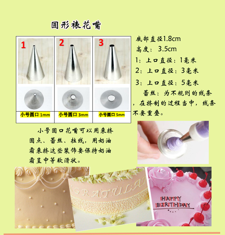 點心制作培訓裱花嘴型號及花型 點心制作培訓裱花嘴型號及花型